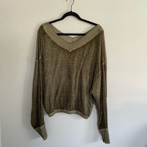 We The Free Green Off the Shoulder Sweater